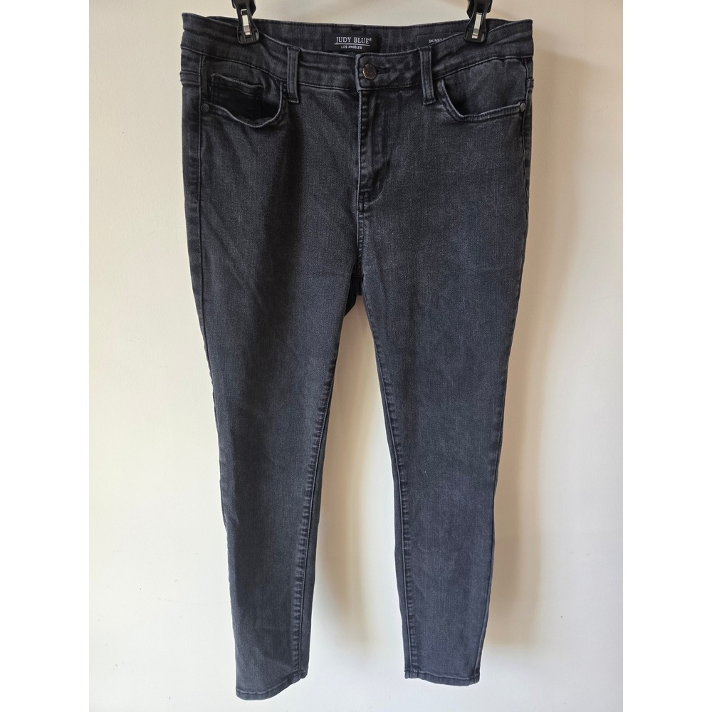 Judy Blue Womens Skinny Fit Washed Black Stretch Denim Jeans Size 13/31
